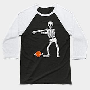 Flossing Skeleton Basketball Funny Halloween Baseball T-Shirt